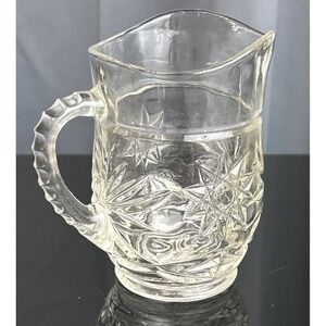 Anchor Hocking Clear Glass Pitcher Starburst Pattern Handle Spout Small Server